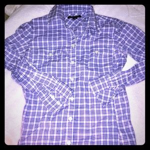 Banana Republic Purple Plaid Button Up Shirt - XSP